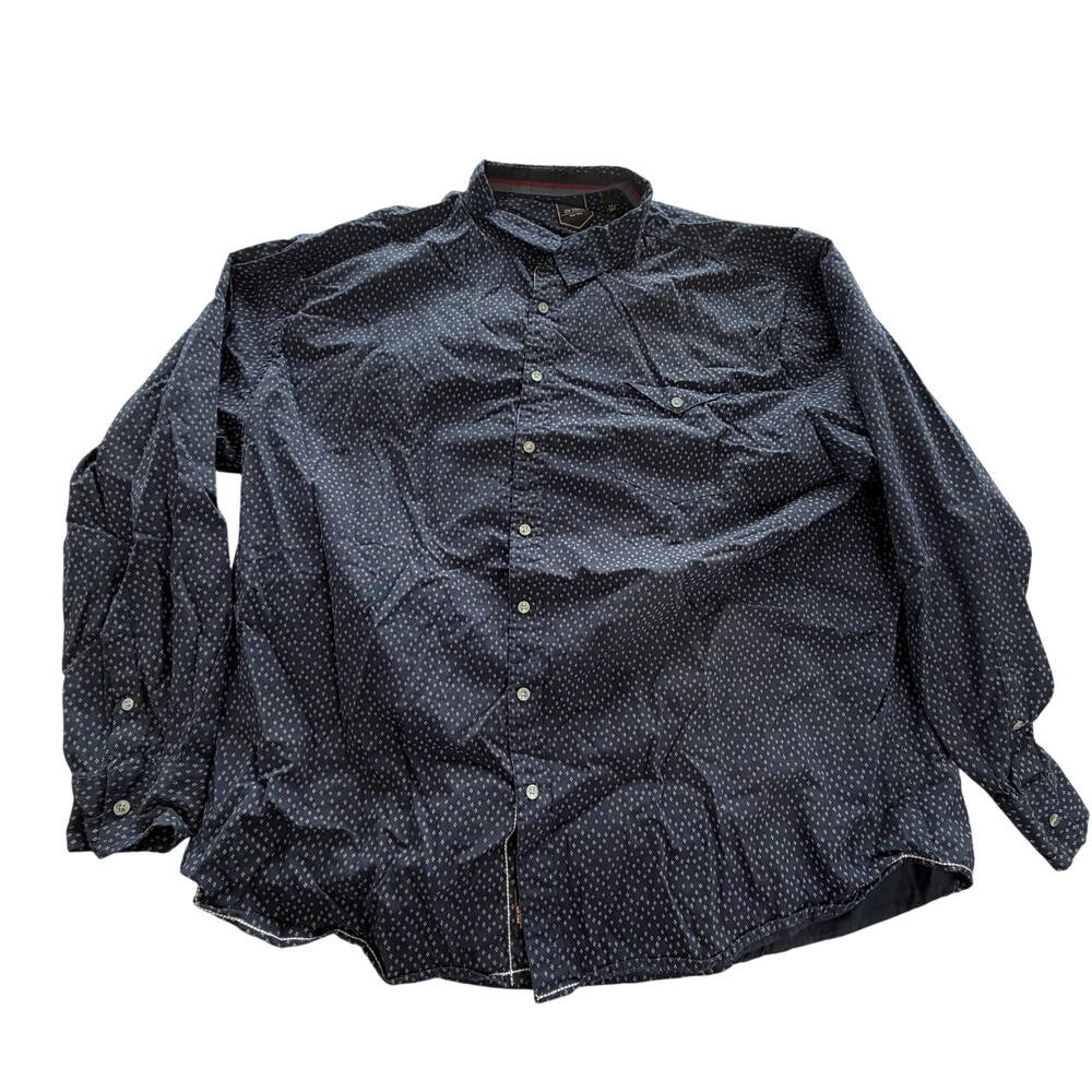 Six Lincoln Shirt Mens Big 4X Blue Geometric Long Sleeve Button Front Casual